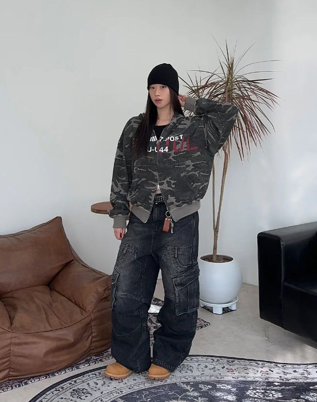 Everton Camo Waffle Hood Zip-Up