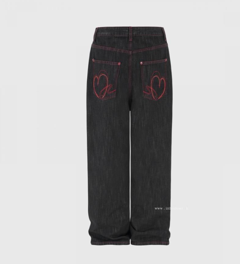 two-hot slop wide denim pants