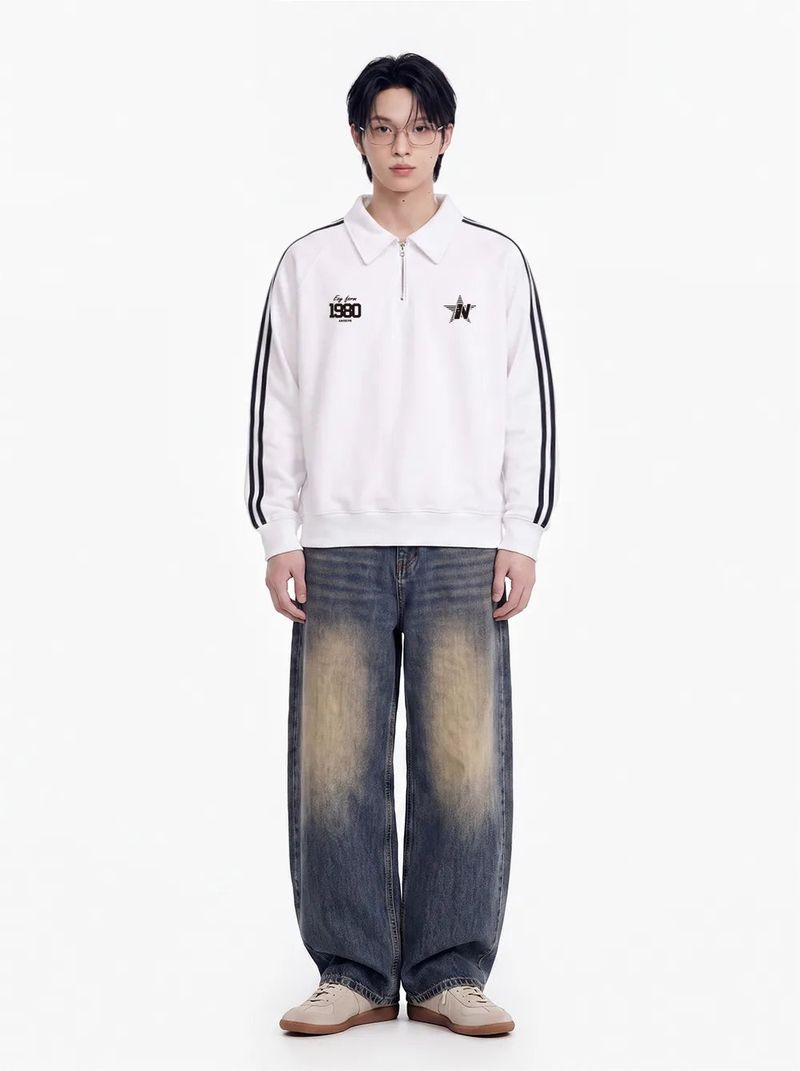 1980 star track collar half zip-up (2color)