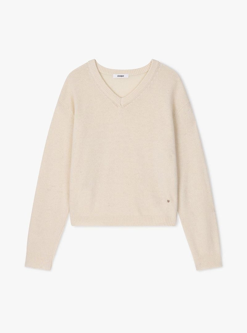 WOOL V-NECK KNIT (IVORY)