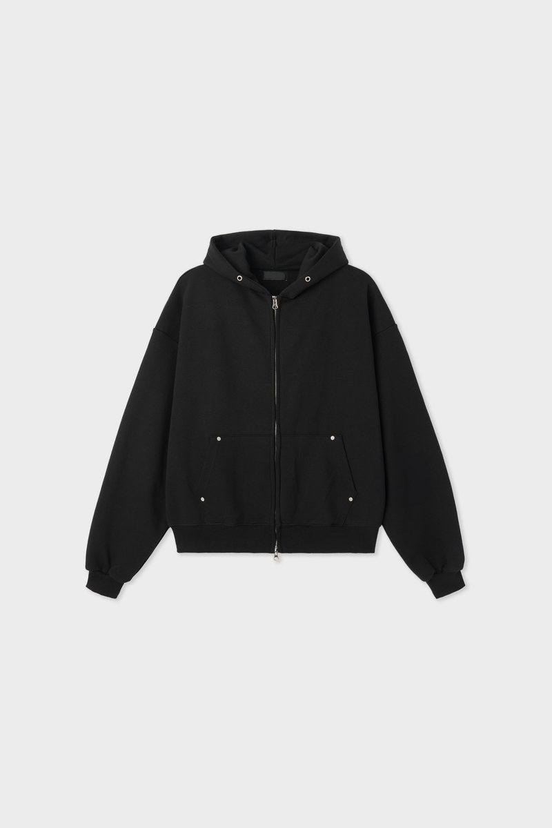 Hold rivet crop hooded zip-up