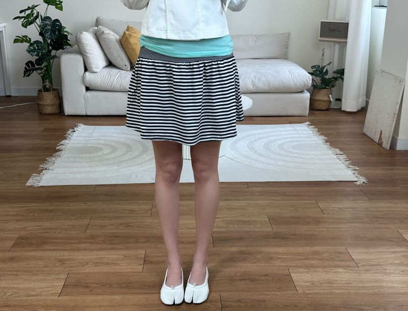 stripe flare mini skirt