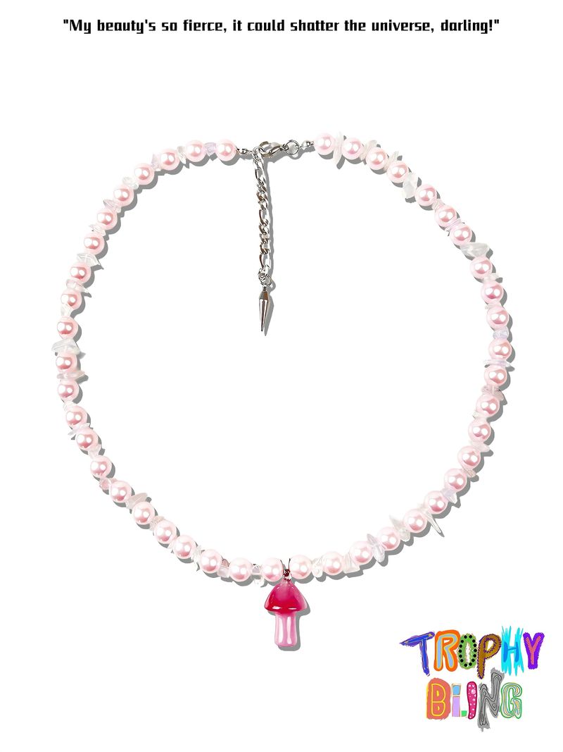 Pink Mushroom Necklace