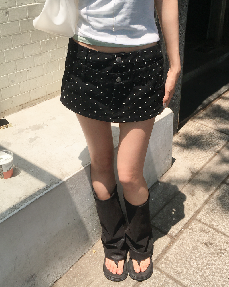 Dot double waist skirt pants