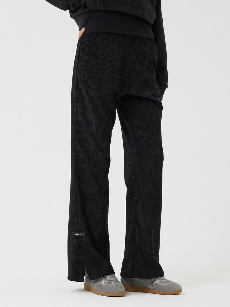 Knit cut detail bootcut Pants, Black