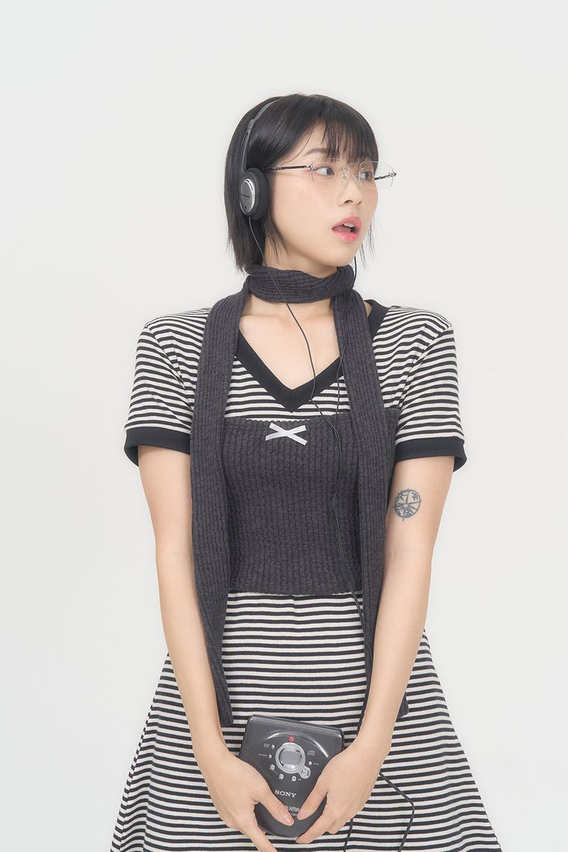 KNIT TUBE TOP MUFFLER (CHARCOAL)