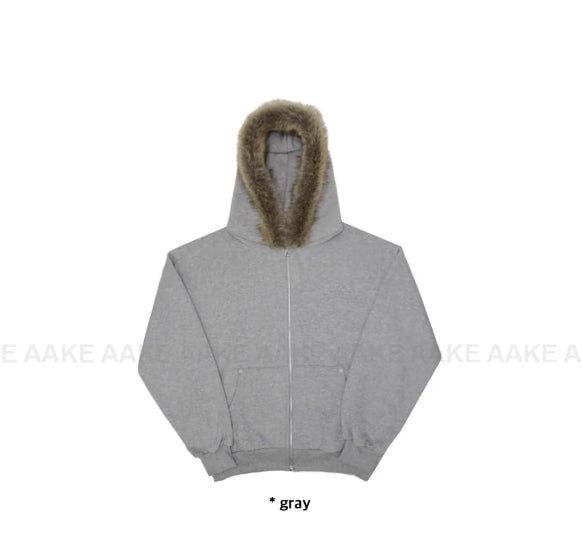 (Lining Brushed) STARRY FUR HOOD ZIP-UP