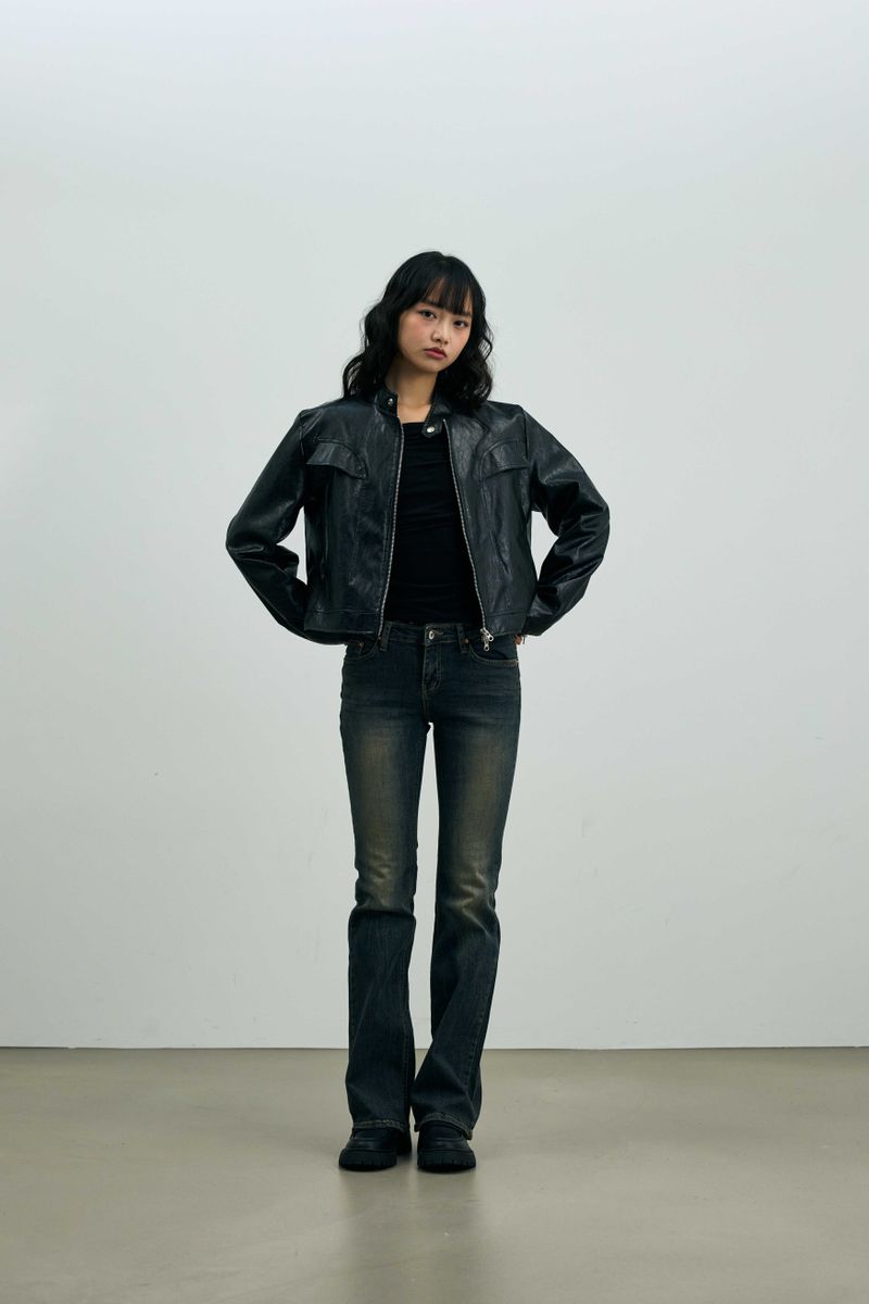 CLARI FAUX LEATHER JACKET / BLACK