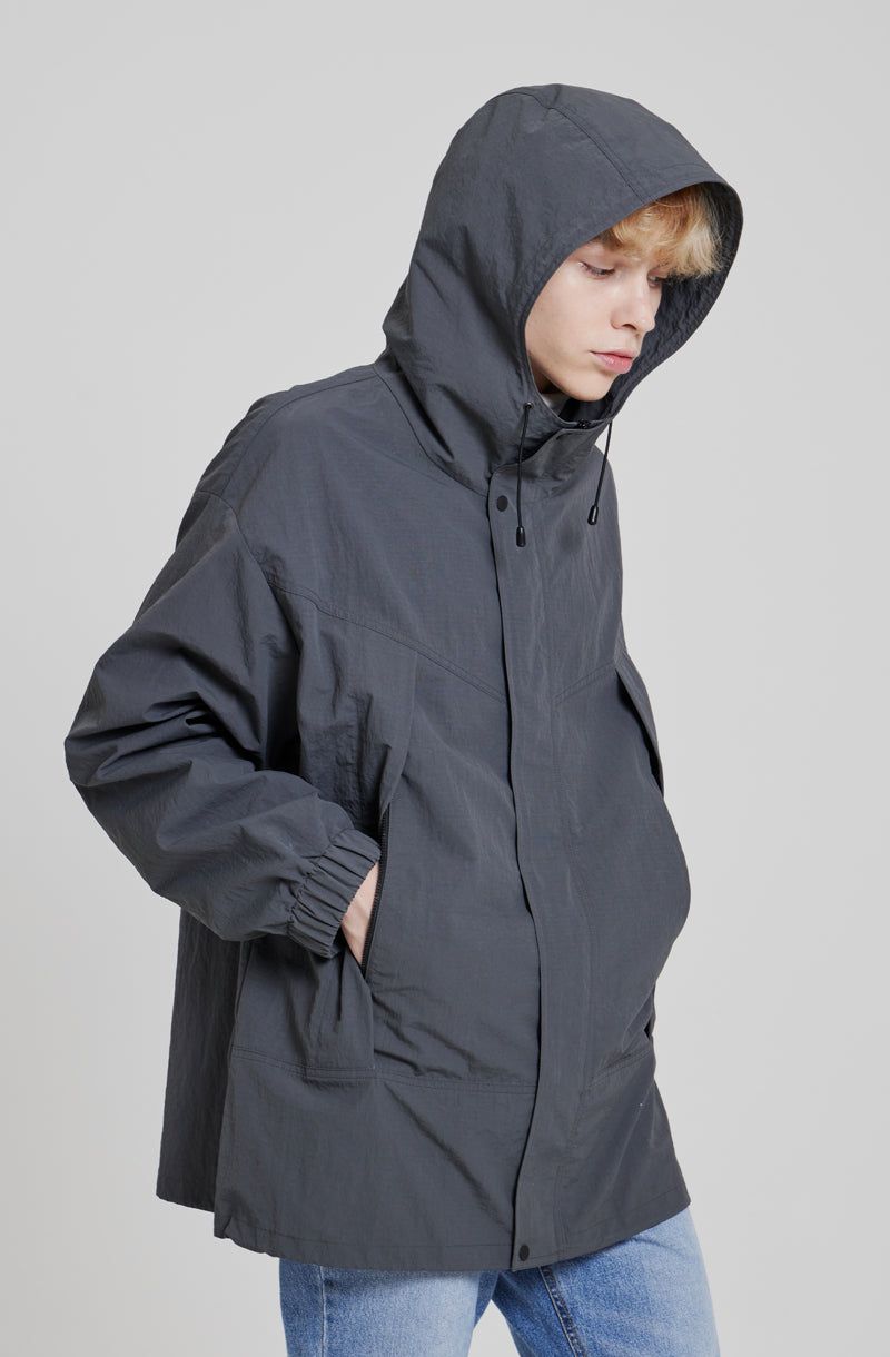 RIPSTOP 2WAY ZIP-UP JACKET [S.GREY]