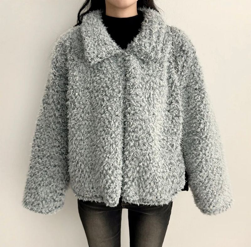 Cyan collar neck popgle short jacket