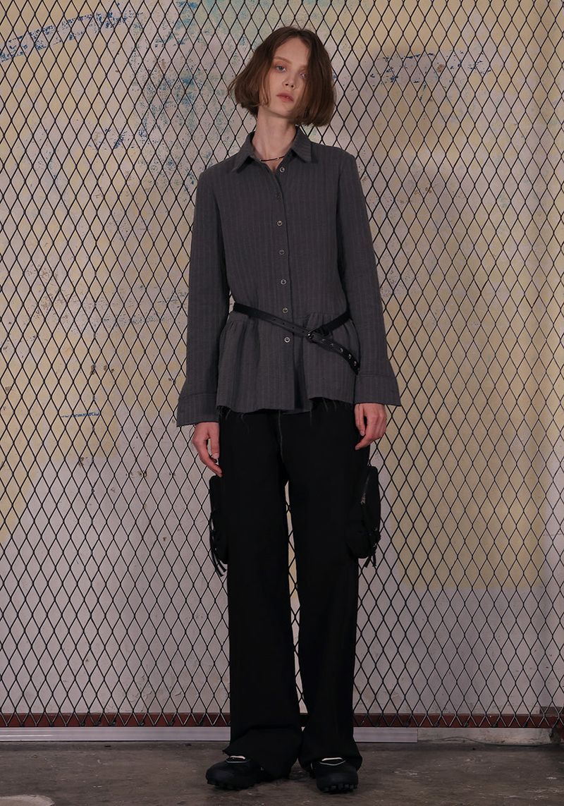 VINTAGE SHIRRING SHIRT_CHARCOAL