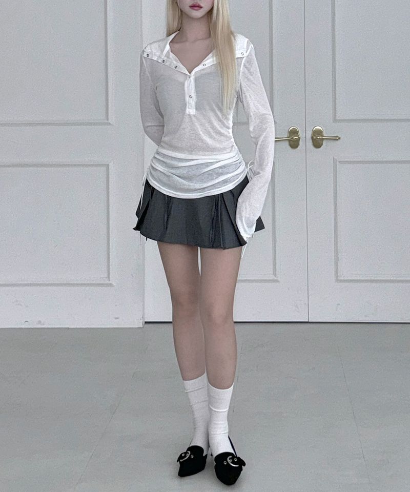 Shirring Hoodie Top (2colors)