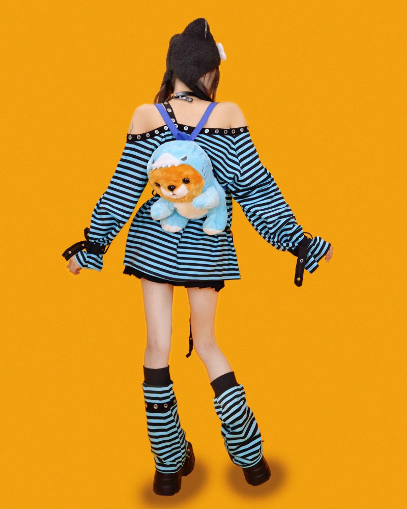 funky-girl striped long T+warmer (2color)
