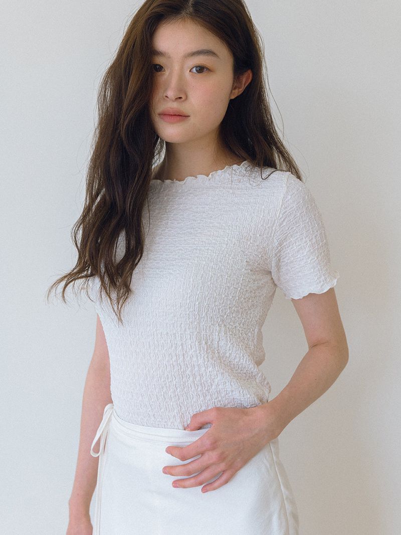 Wave Crinkle T-shirt - Ivory