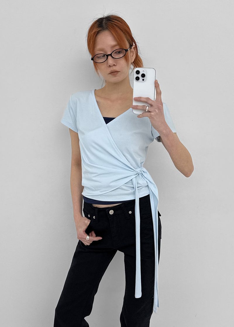 [MADE] Flopit Wrap Short Sleeve Top