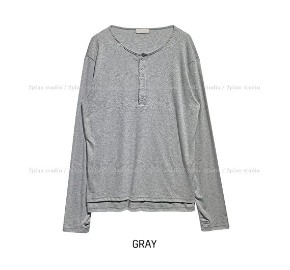ルージュ レイヤード ヘンリーネック ロングスリーブ Tシャツ