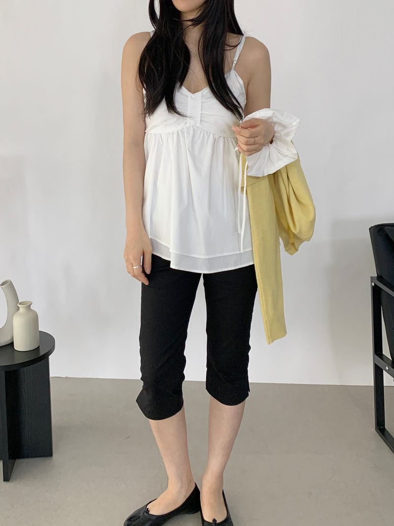 Letty Shirred Ribbon Sleeveless Blouse