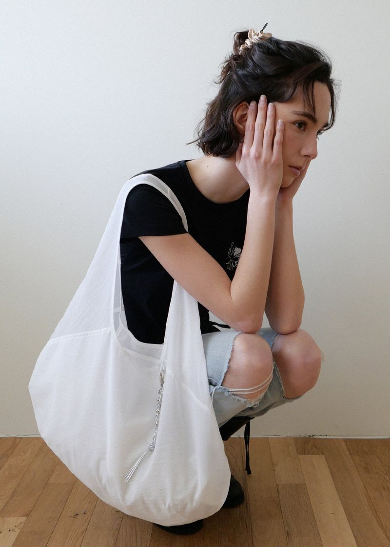 Airy Folding Hobo Bag_White