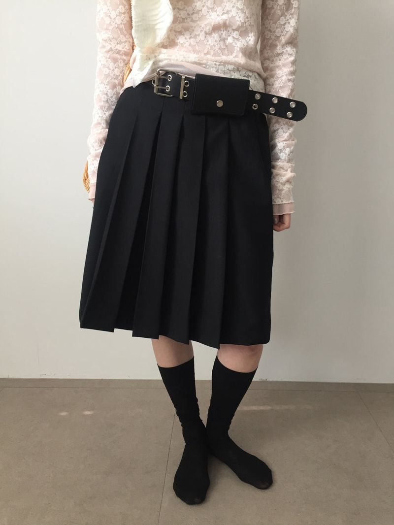 YWD PLEATS SKIRT + BELT (2color)