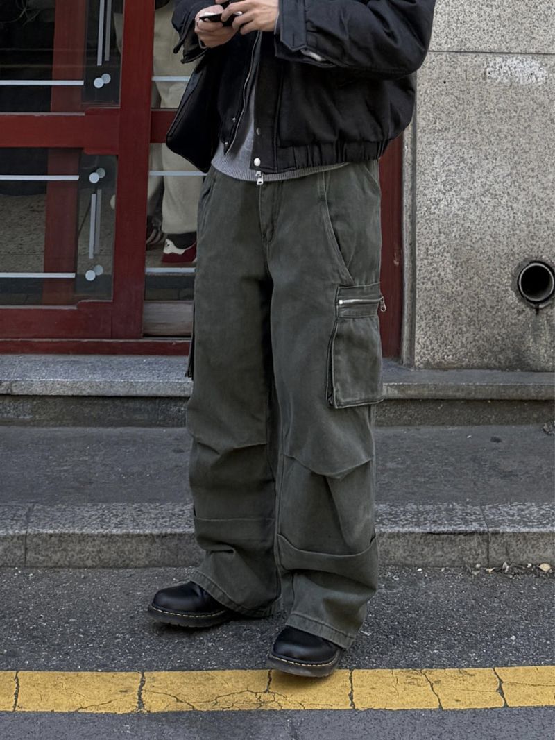 Vintage leather blouson padded jacket