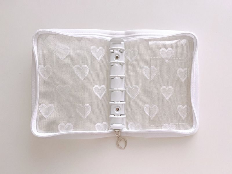 [A7] Heart Lover's Club: 6-ring diary cover - white