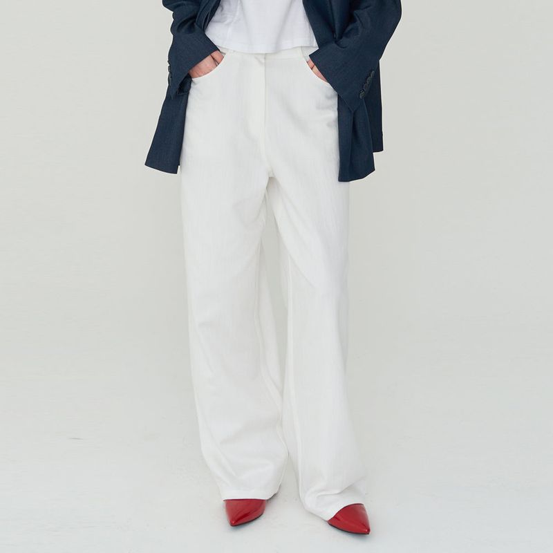FREIHEIT（フライハイト）の「COTTON STRIPE WIDE PANTS (WHITE)（Pants）」