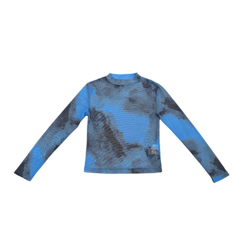 marble high neck sheer tops