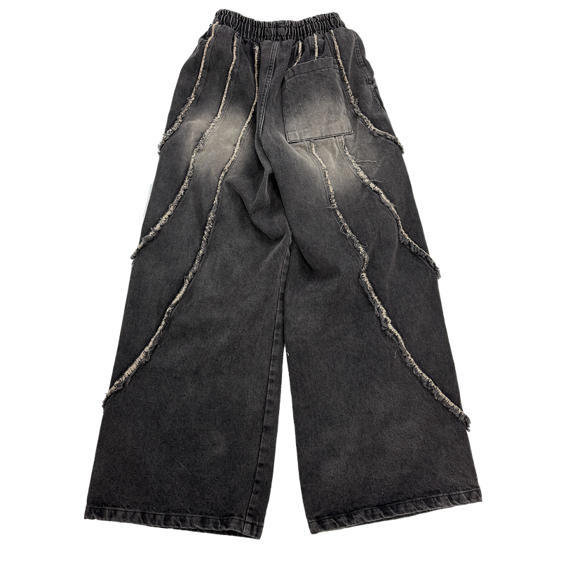 flow cut-off denim pants