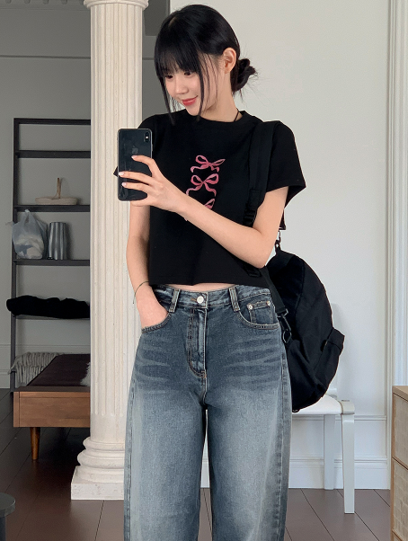 SP Washing Slit Denim Wide Pants