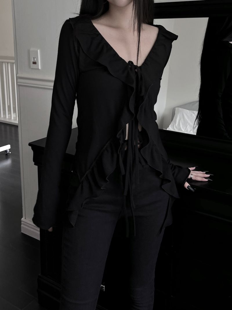 volli strap frill cardigan (2color)