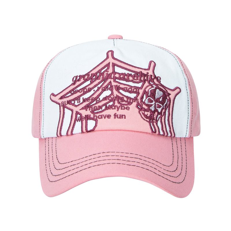 Graphic Applique Ball Cap Pink