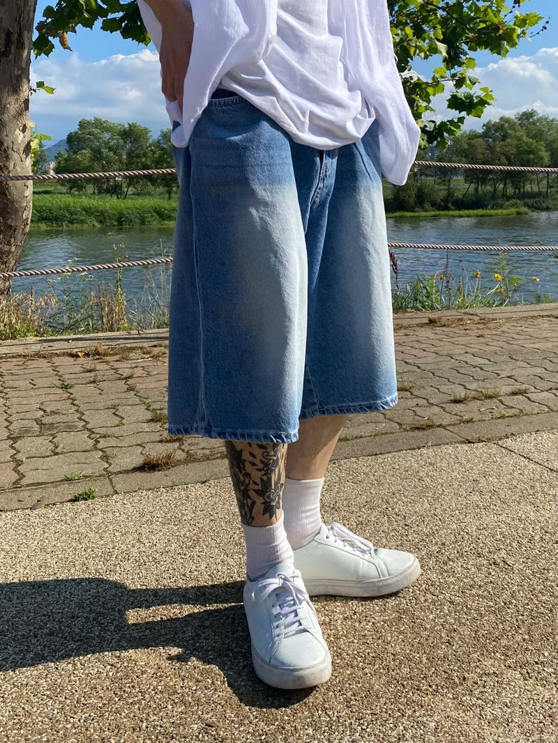Sand denim half pants