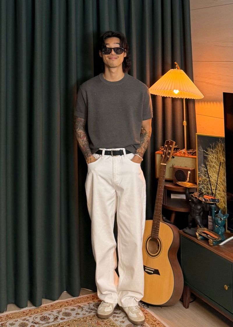Semi-wide cotton pants 5COLOR