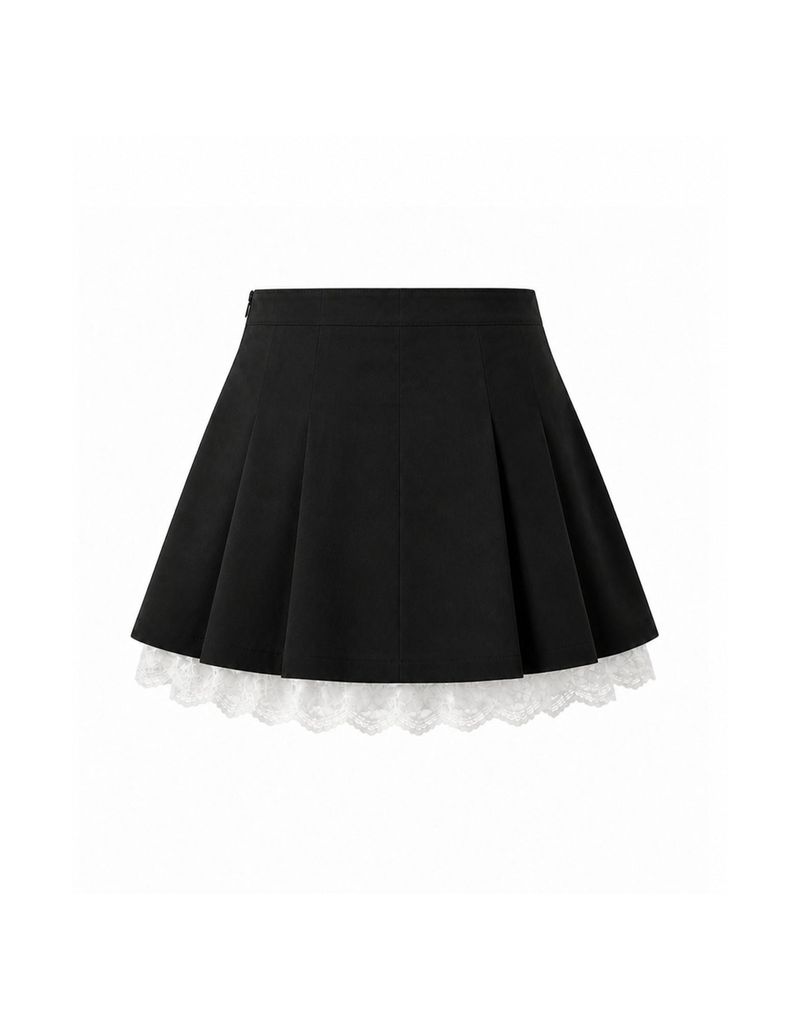 [PRE- FALL] Léa Lace Layered Pleated Mini Skirt Black
