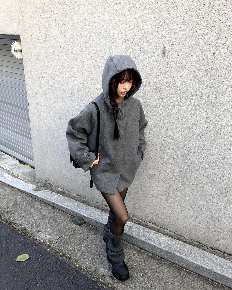 [MADE] Emo High-neck Midi Hooded Coat