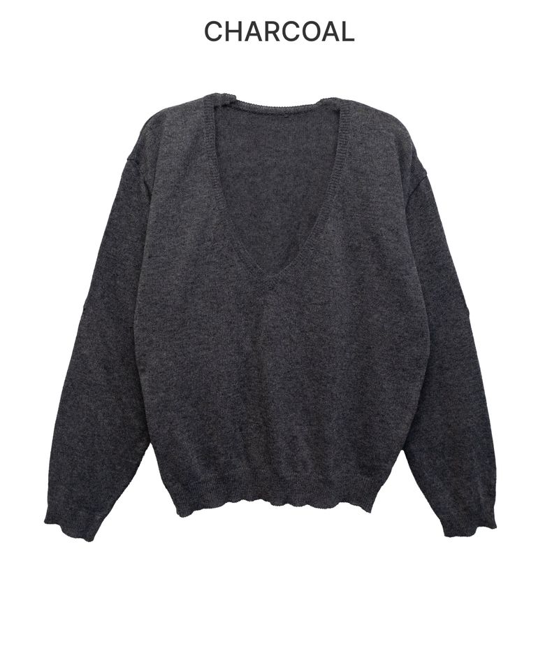Bamboo Deep V-Neck Knit Top