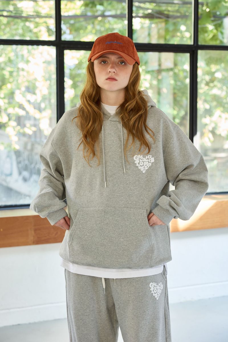 GOODLUCK HEART HOODIE / MELANGE