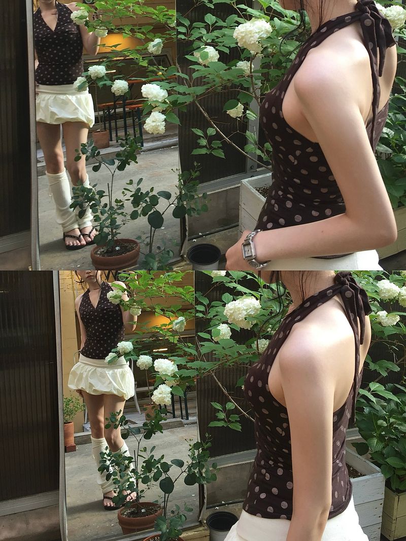 Vintage Dot Halter Sleeveless