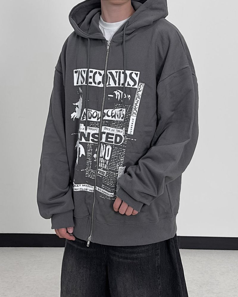 Second Oversized Fit Hoodie Zip-Up