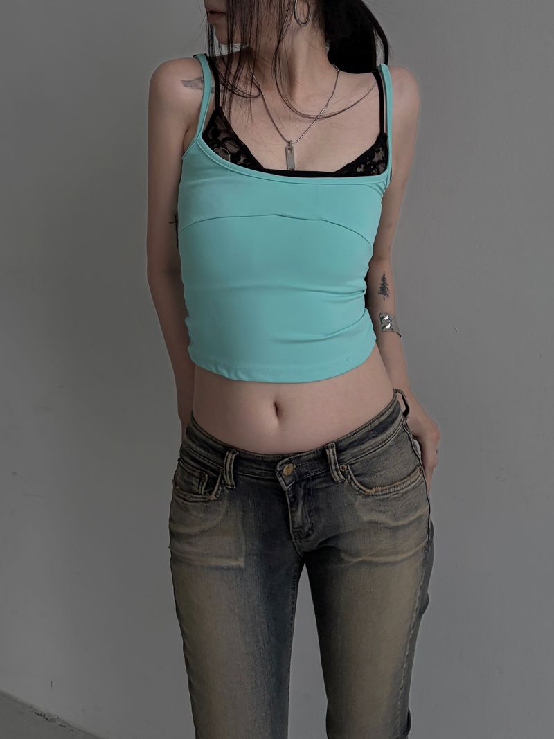 lace bra layered top (2color)