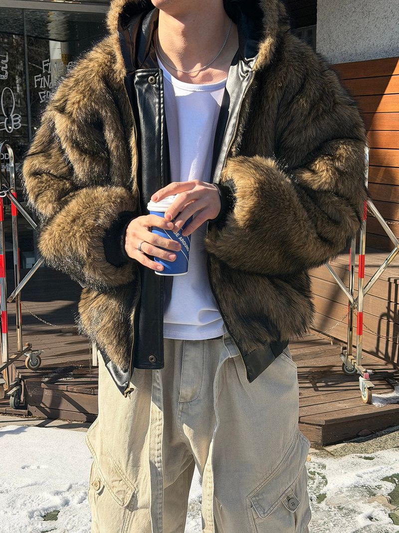 Reversible leather fur jacket