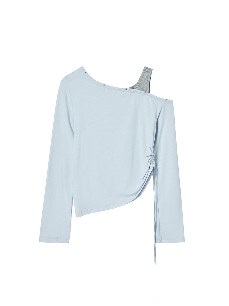 EYELET OFF SHOULDER L/S (LIGHT BLUE)