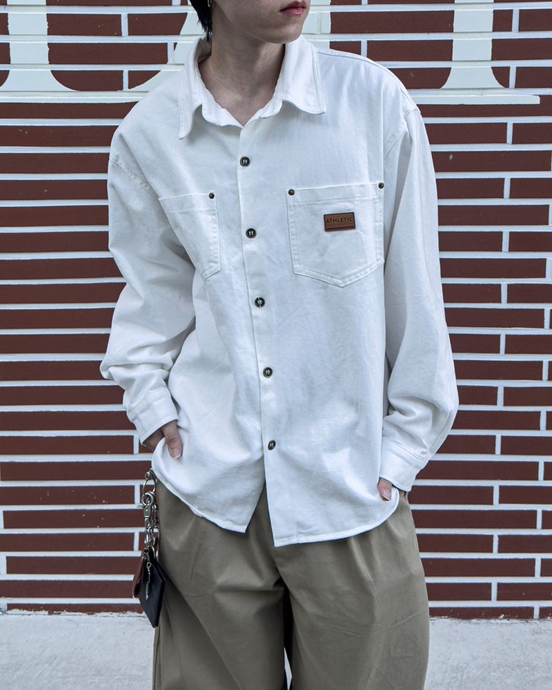 Drain Patch Work Shirt Jacket