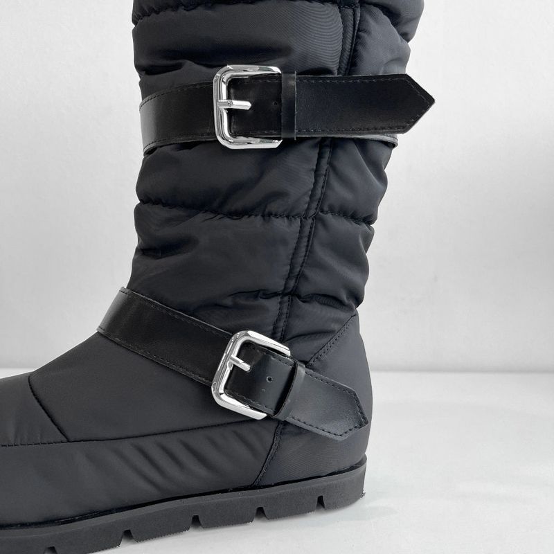Padded fur belt long-boots (Black)