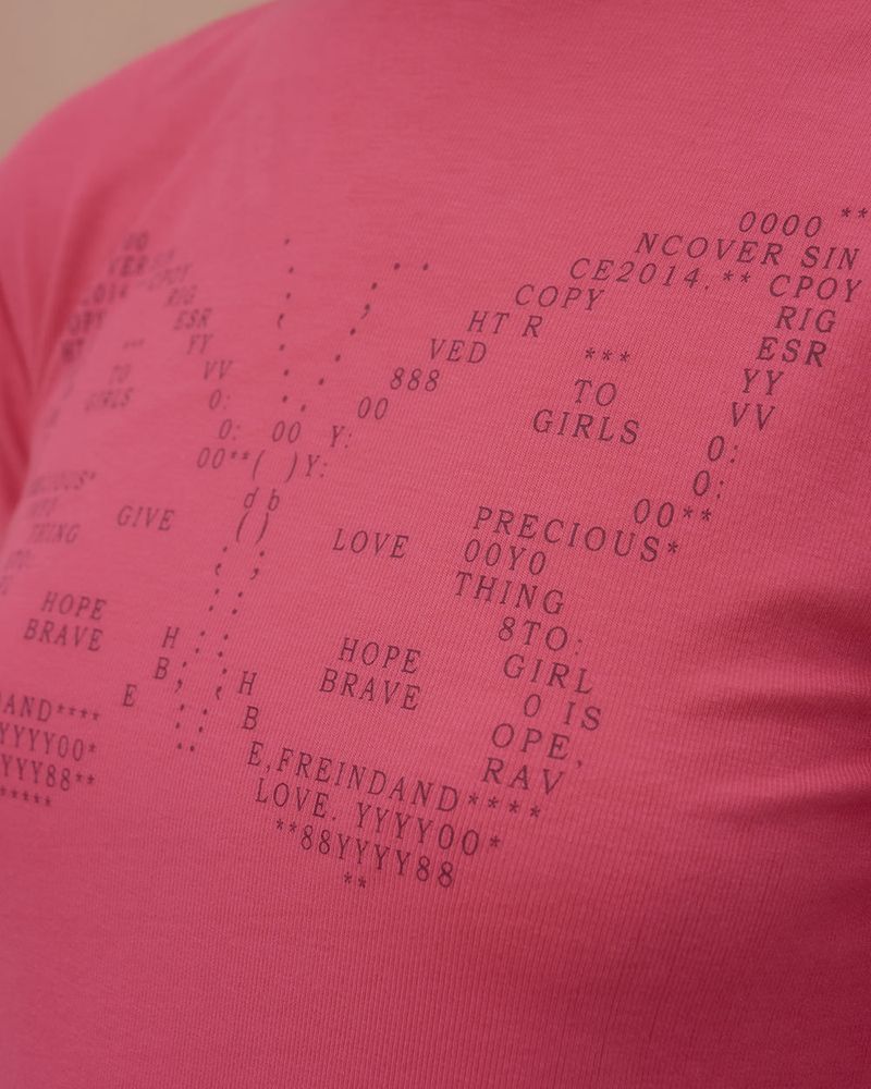 TEXT BUTTERFLY CROP TSHIRT-PINK