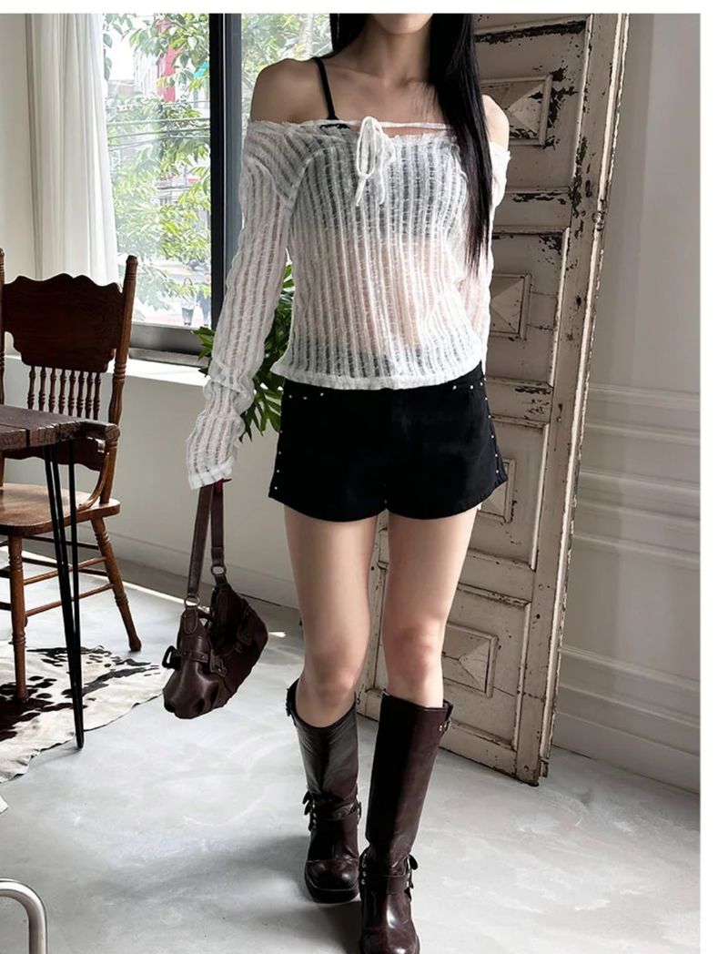 Stud cotton short pants(2color)