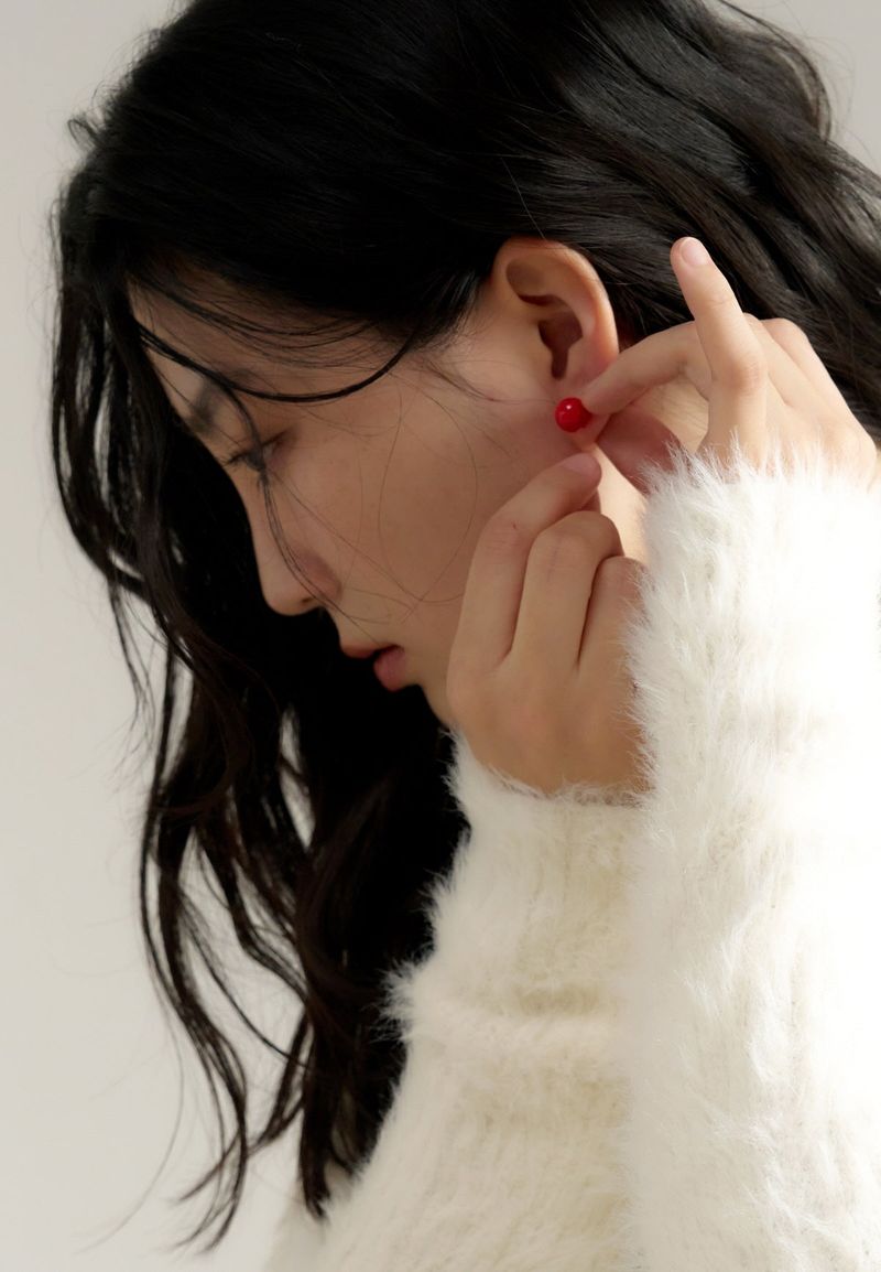 red ball earring