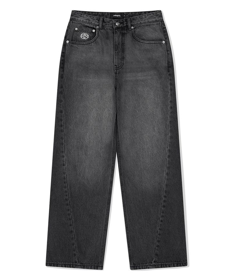 BACK LOGO WASHED DENIM PANT