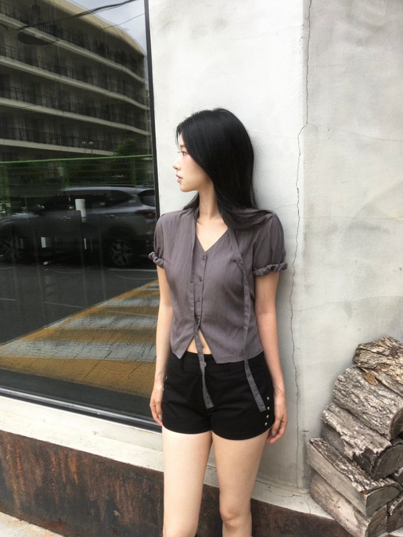 flat studded shorts