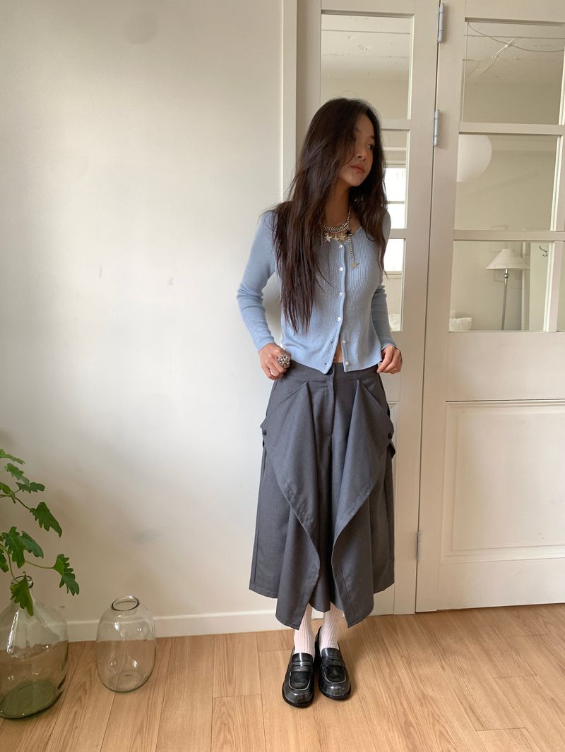 BUTTON TWO-WAY BERMUDA SLACKS (3C)